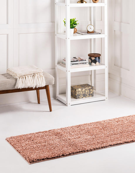Grapefruit Pink 2' x 8' Jill Zarin Shaggy Chic Runner Area Rug Thick Soft Touch Fluffy & Plush Shaggy Pile 100% Polyester (Space-Dyed Yarn) With Jute Backing  Carpet for Sale at Rug Engine