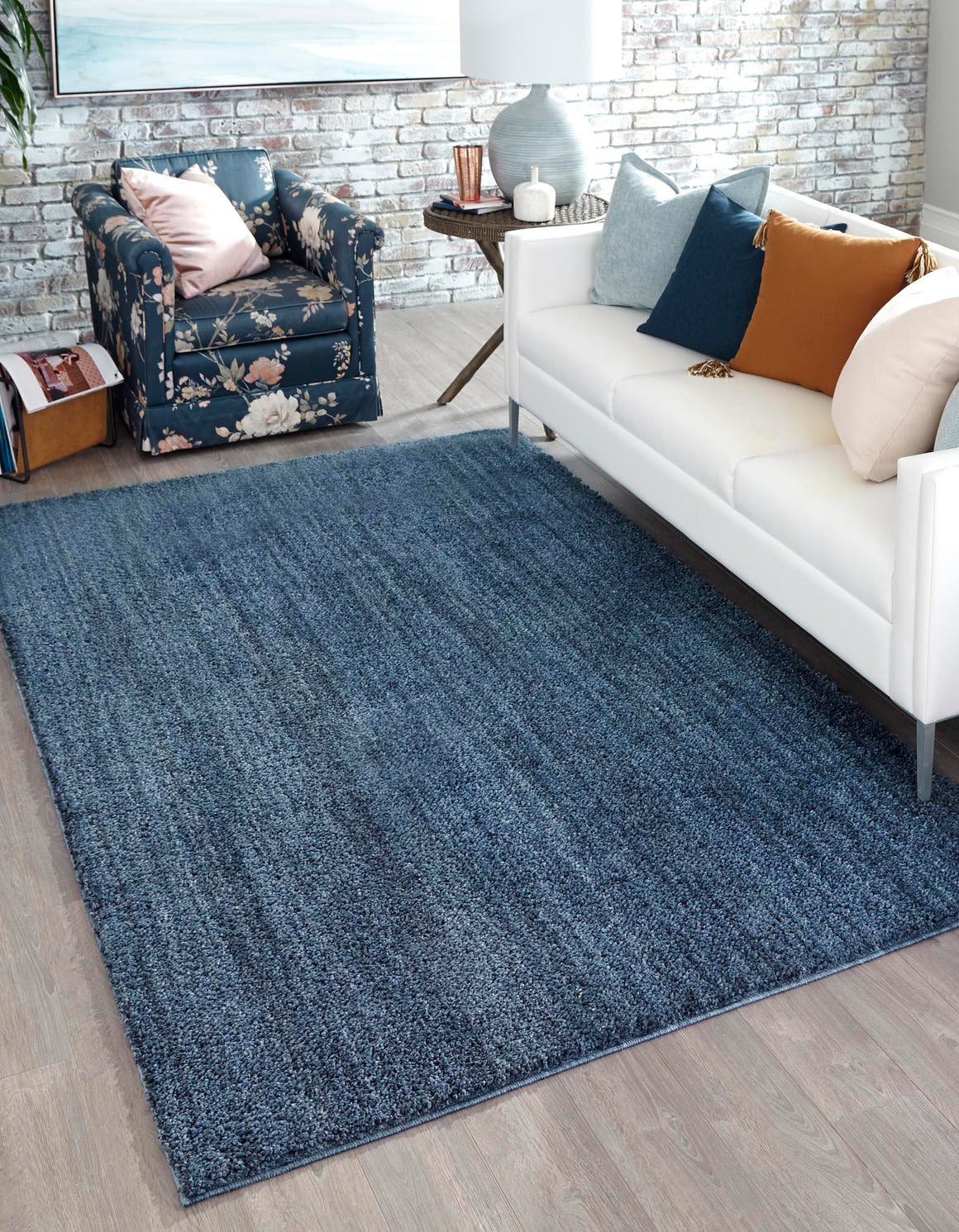 Blueberry Blue 9' 10 x 14' 1 Jill Zarin Shaggy Chic Rectangle Area Rug Thick Soft Touch Fluffy & Plush Shaggy Pile 100% Polyester (Space-Dyed Yarn) With Jute Backing  Carpet for Sale at Rug Engine