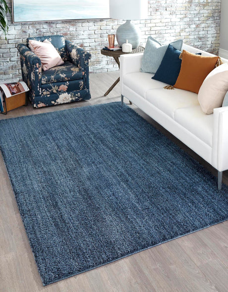 Blueberry Blue 9' 4 x 12' Jill Zarin Shaggy Chic Rectangle Area Rug Thick Soft Touch Fluffy & Plush Shaggy Pile 100% Polyester (Space-Dyed Yarn) With Jute Backing  Carpet for Sale at Rug Engine