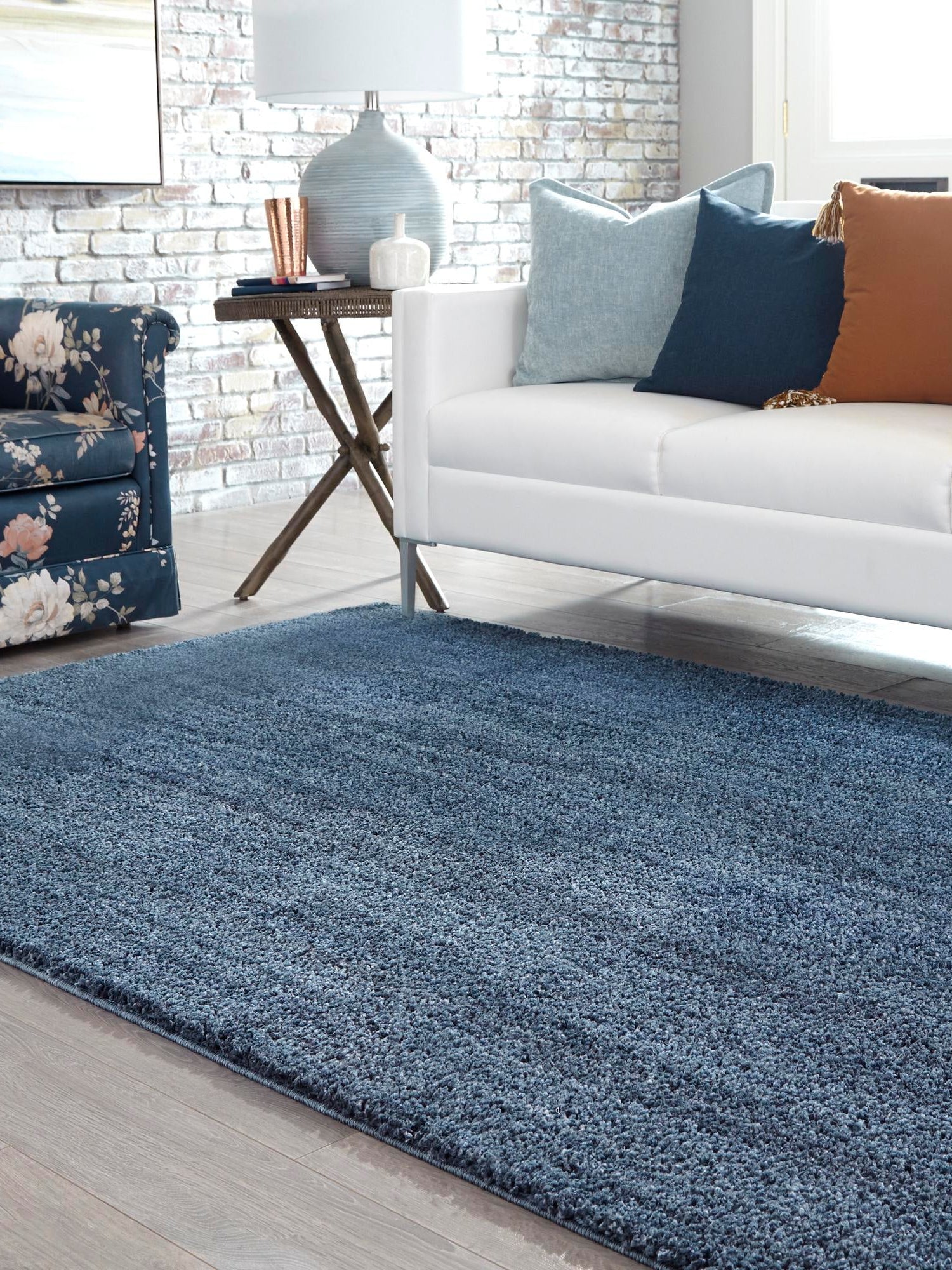 Blueberry Blue 9' 4 x 12' Jill Zarin Shaggy Chic Rectangle Area Rug Thick Soft Touch Fluffy & Plush Shaggy Pile 100% Polyester (Space-Dyed Yarn) With Jute Backing  Carpet for Sale at Rug Engine