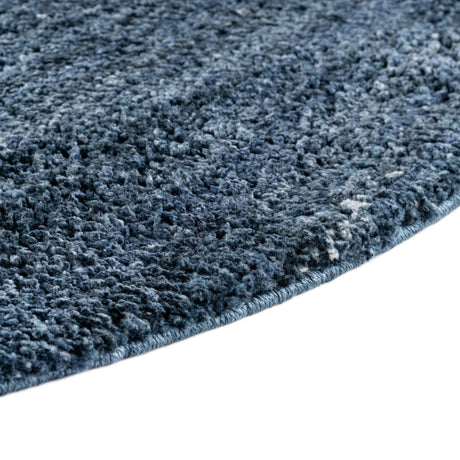 Blueberry Blue 5' 3 x 5' 3 Jill Zarin Shaggy Chic Round Area Rug Thick Soft Touch Fluffy & Plush Shaggy Pile 100% Polyester (Space-Dyed Yarn) With Jute Backing  Carpet for Sale at Rug Engine