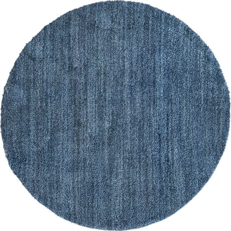 Blueberry Blue 5' 3 x 5' 3 Jill Zarin Shaggy Chic Round Area Rug Thick Soft Touch Fluffy & Plush Shaggy Pile 100% Polyester (Space-Dyed Yarn) With Jute Backing  Carpet for Sale at Rug Engine