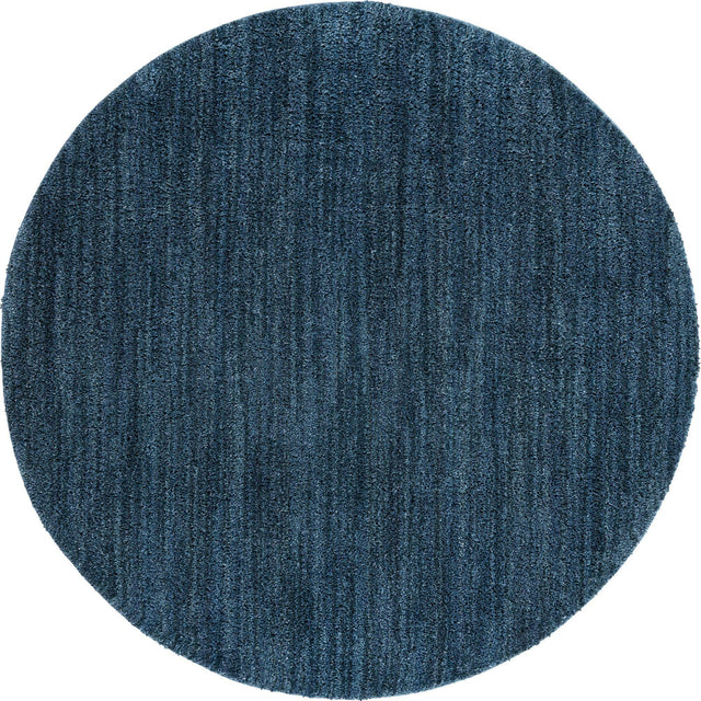 Blueberry Blue 7' x 7' Jill Zarin Shaggy Chic Round Area Rug Thick Soft Touch Fluffy & Plush Shaggy Pile 100% Polyester (Space-Dyed Yarn) With Jute Backing  Carpet for Sale at Rug Engine