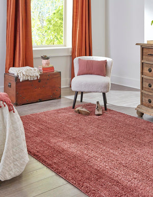 Pomegranate Red 6' 5 x 9' Jill Zarin Shaggy Chic Rectangle Area Rug Thick Soft Touch Fluffy & Plush Shaggy Pile 100% Polyester (Space-Dyed Yarn) With Jute Backing  Carpet for Sale at Rug Engine