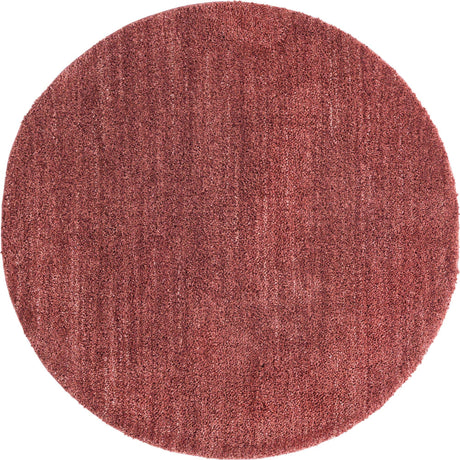 Pomegranate Red 5' 3 x 5' 3 Jill Zarin Shaggy Chic Round Area Rug Thick Soft Touch Fluffy & Plush Shaggy Pile 100% Polyester (Space-Dyed Yarn) With Jute Backing  Carpet for Sale at Rug Engine