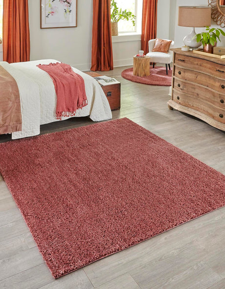 Pomegranate Red 6' 5 x 6' 5 Jill Zarin Shaggy Chic Square Area Rug Thick Soft Touch Fluffy & Plush Shaggy Pile 100% Polyester (Space-Dyed Yarn) With Jute Backing  Carpet for Sale at Rug Engine