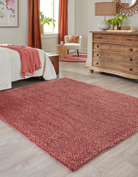 Pomegranate Red 7' 10 x 7' 10 Jill Zarin Shaggy Chic Square Area Rug Thick Soft Touch Fluffy & Plush Shaggy Pile 100% Polyester (Space-Dyed Yarn) With Jute Backing  Carpet for Sale at Rug Engine