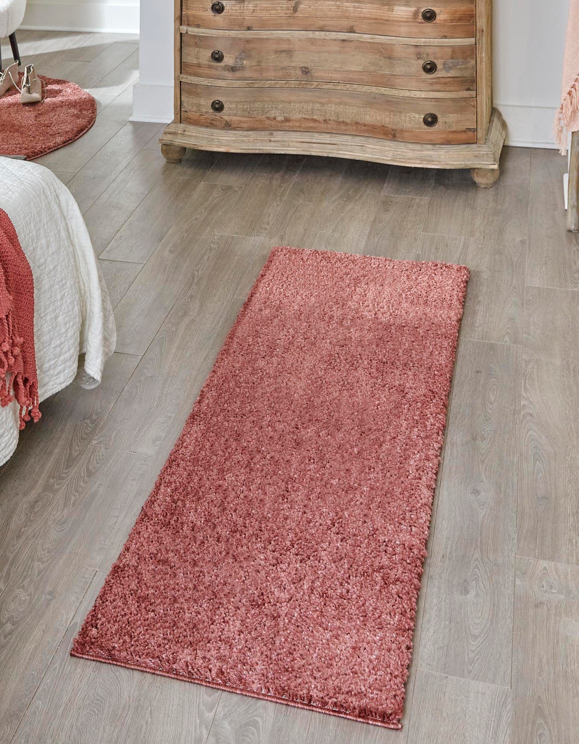 Pomegranate Red 2' x 8' Jill Zarin Shaggy Chic Runner Area Rug Thick Soft Touch Fluffy & Plush Shaggy Pile 100% Polyester (Space-Dyed Yarn) With Jute Backing  Carpet for Sale at Rug Engine