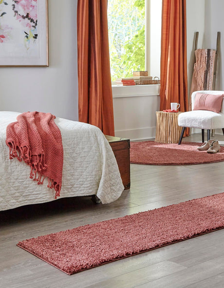 Pomegranate Red 2' x 8' Jill Zarin Shaggy Chic Runner Area Rug Thick Soft Touch Fluffy & Plush Shaggy Pile 100% Polyester (Space-Dyed Yarn) With Jute Backing  Carpet for Sale at Rug Engine