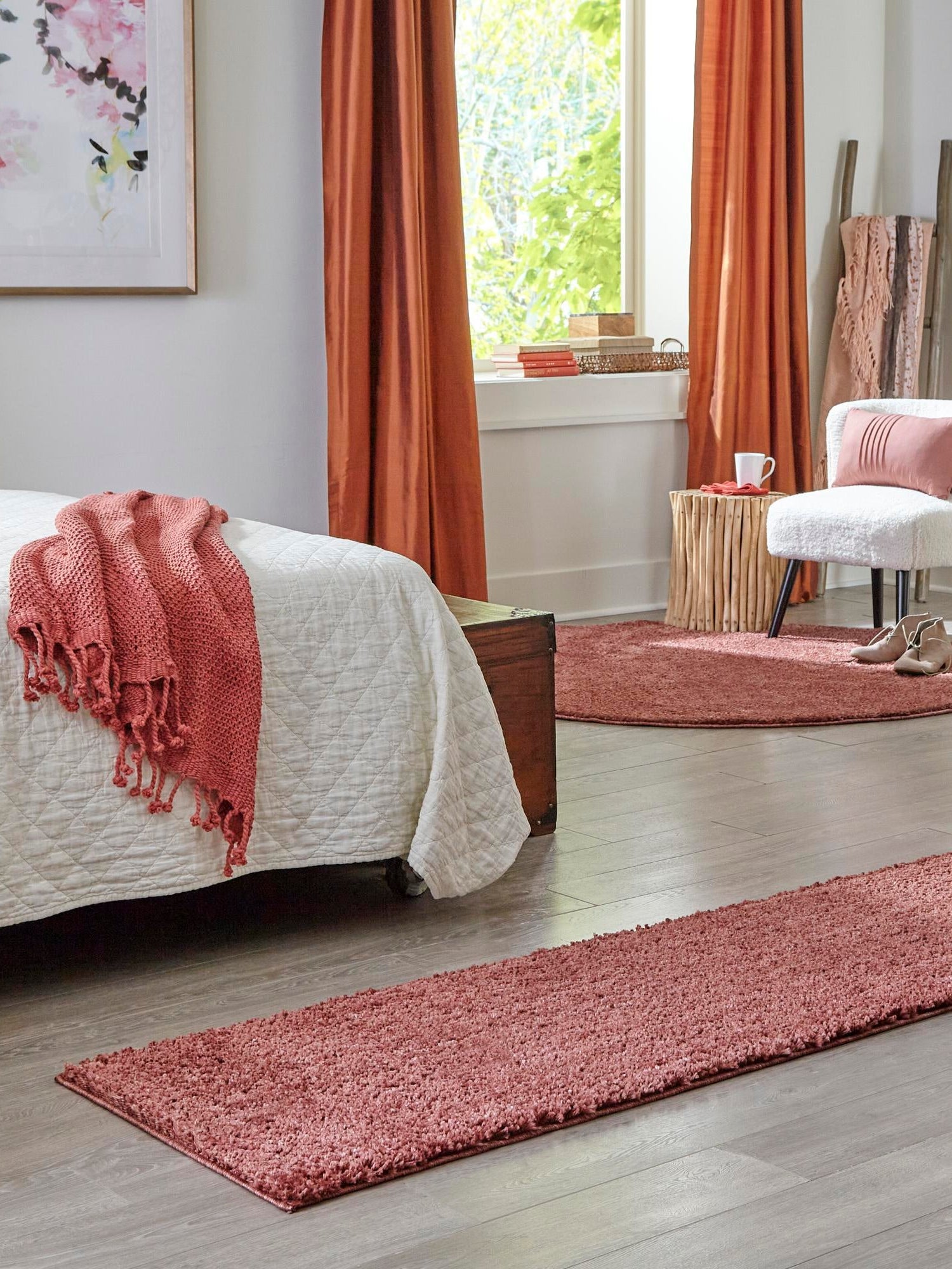 Pomegranate Red 2' 7 x 10' Jill Zarin Shaggy Chic Runner Area Rug Thick Soft Touch Fluffy & Plush Shaggy Pile 100% Polyester (Space-Dyed Yarn) With Jute Backing  Carpet for Sale at Rug Engine