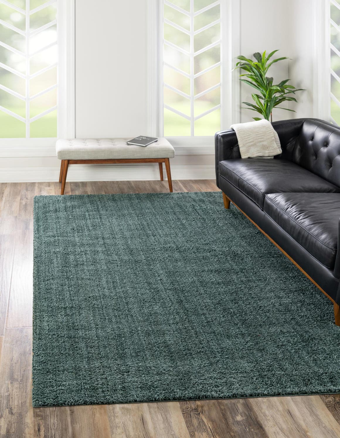 Rosemary Green 6' 5 x 9' Jill Zarin Shaggy Chic Rectangle Area Rug Thick Soft Touch Fluffy & Plush Shaggy Pile 100% Polyester (Space-Dyed Yarn) With Jute Backing  Carpet for Sale at Rug Engine