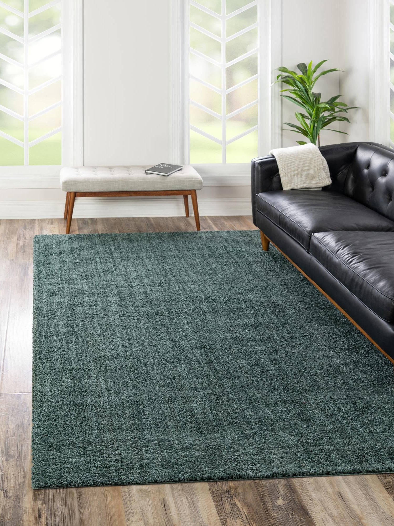 Rosemary Green 1' 4 x 1' 4 Jill Zarin Shaggy Chic Sample Area Rug Thick Soft Touch Fluffy & Plush Shaggy Pile 100% Polyester (Space-Dyed Yarn) With Jute Backing  Carpet for Sale at Rug Engine