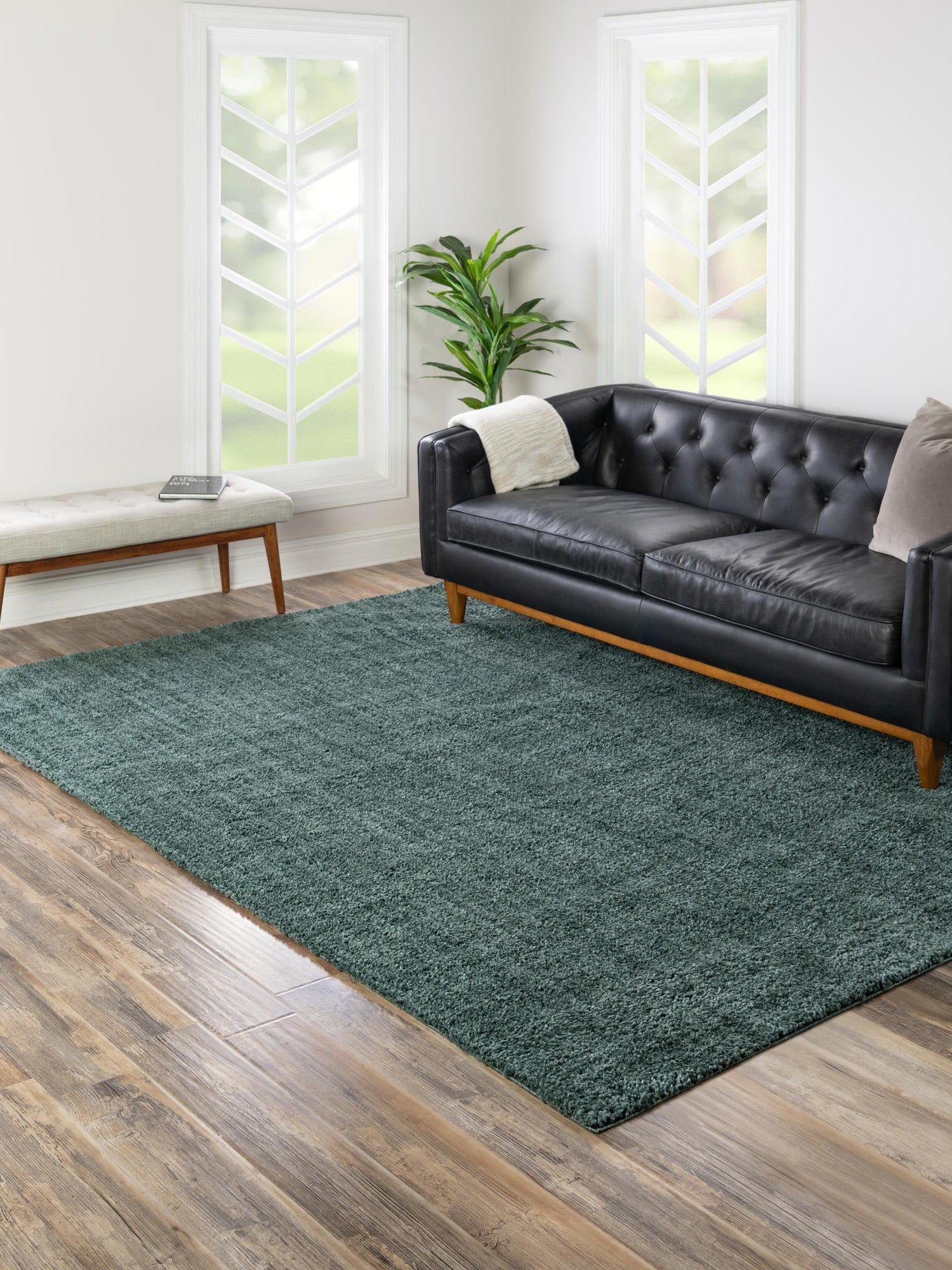 Rosemary Green 7' 10 x 10' Jill Zarin Shaggy Chic Rectangle Area Rug Thick Soft Touch Fluffy & Plush Shaggy Pile 100% Polyester (Space-Dyed Yarn) With Jute Backing  Carpet for Sale at Rug Engine