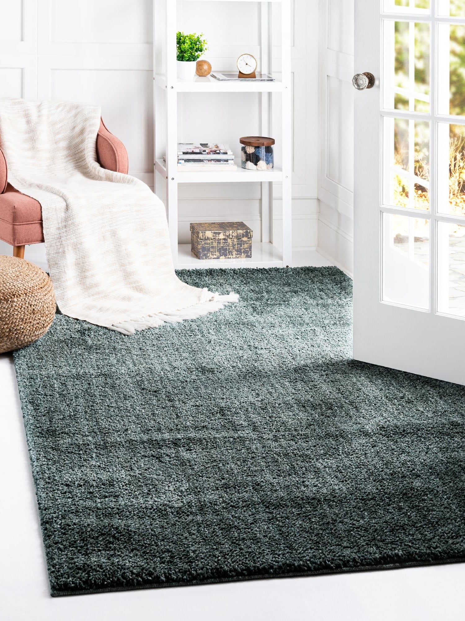 Rosemary Green 9' 10 x 14' 1 Jill Zarin Shaggy Chic Rectangle Area Rug Thick Soft Touch Fluffy & Plush Shaggy Pile 100% Polyester (Space-Dyed Yarn) With Jute Backing  Carpet for Sale at Rug Engine