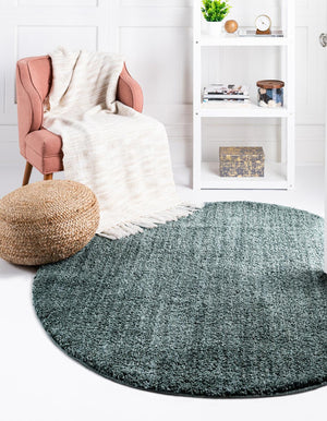 Rosemary Green 5' 3 x 5' 3 Jill Zarin Shaggy Chic Round Area Rug Thick Soft Touch Fluffy & Plush Shaggy Pile 100% Polyester (Space-Dyed Yarn) With Jute Backing  Carpet for Sale at Rug Engine