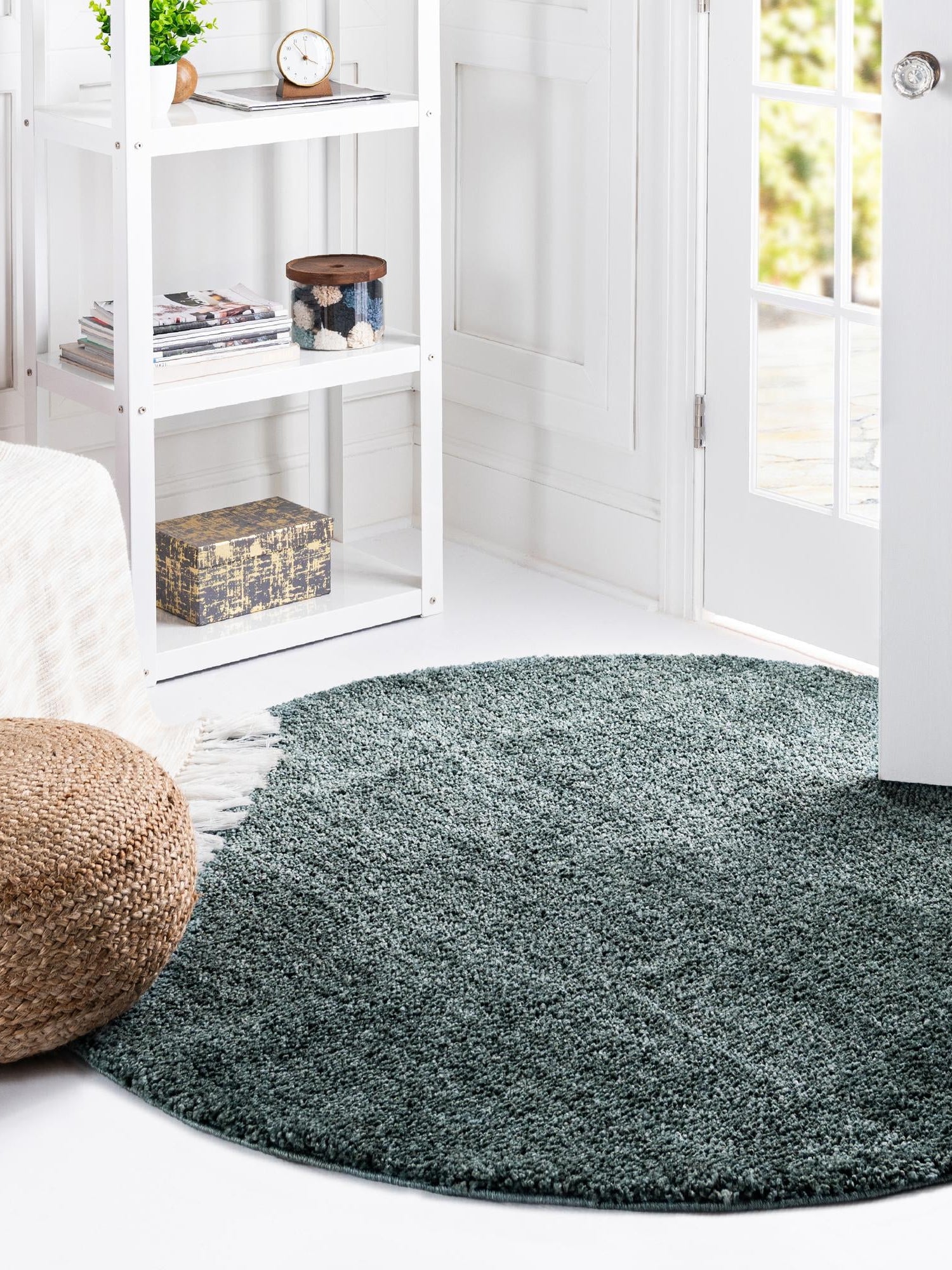 Rosemary Green 10' x 10' Jill Zarin Shaggy Chic Round Area Rug Thick Soft Touch Fluffy & Plush Shaggy Pile 100% Polyester (Space-Dyed Yarn) With Jute Backing  Carpet for Sale at Rug Engine