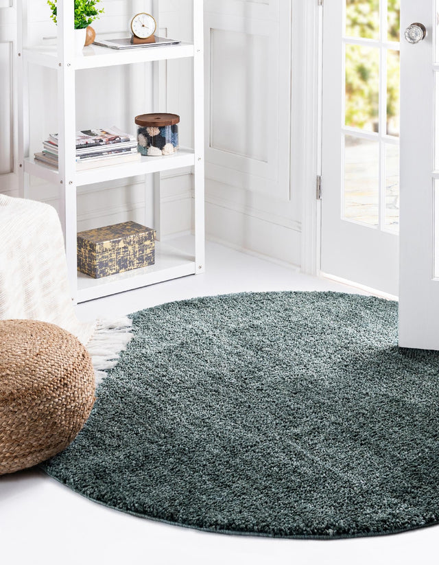 Rosemary Green 5' 3 x 5' 3 Jill Zarin Shaggy Chic Round Area Rug Thick Soft Touch Fluffy & Plush Shaggy Pile 100% Polyester (Space-Dyed Yarn) With Jute Backing  Carpet for Sale at Rug Engine