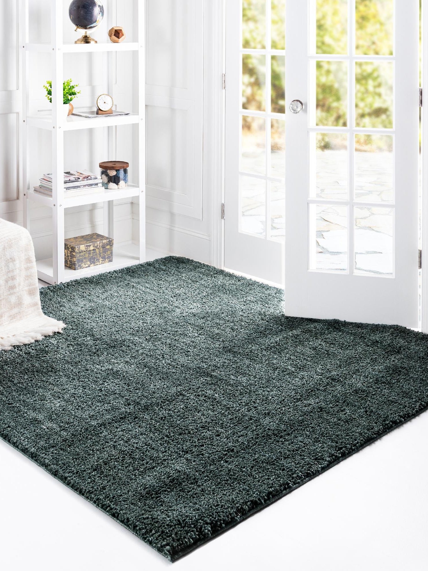 Rosemary Green 7' 10 x 7' 10 Jill Zarin Shaggy Chic Square Area Rug Thick Soft Touch Fluffy & Plush Shaggy Pile 100% Polyester (Space-Dyed Yarn) With Jute Backing  Carpet for Sale at Rug Engine