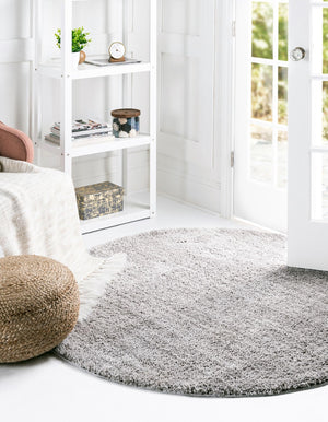 Ash Gray 7' 1 x 7' 1 Jill Zarin Shaggy Chic Round Area Rug Thick Soft Touch Fluffy & Plush Shaggy Pile 100% Polyester (Space-Dyed Yarn) With Jute Backing  Carpet for Sale at Rug Engine