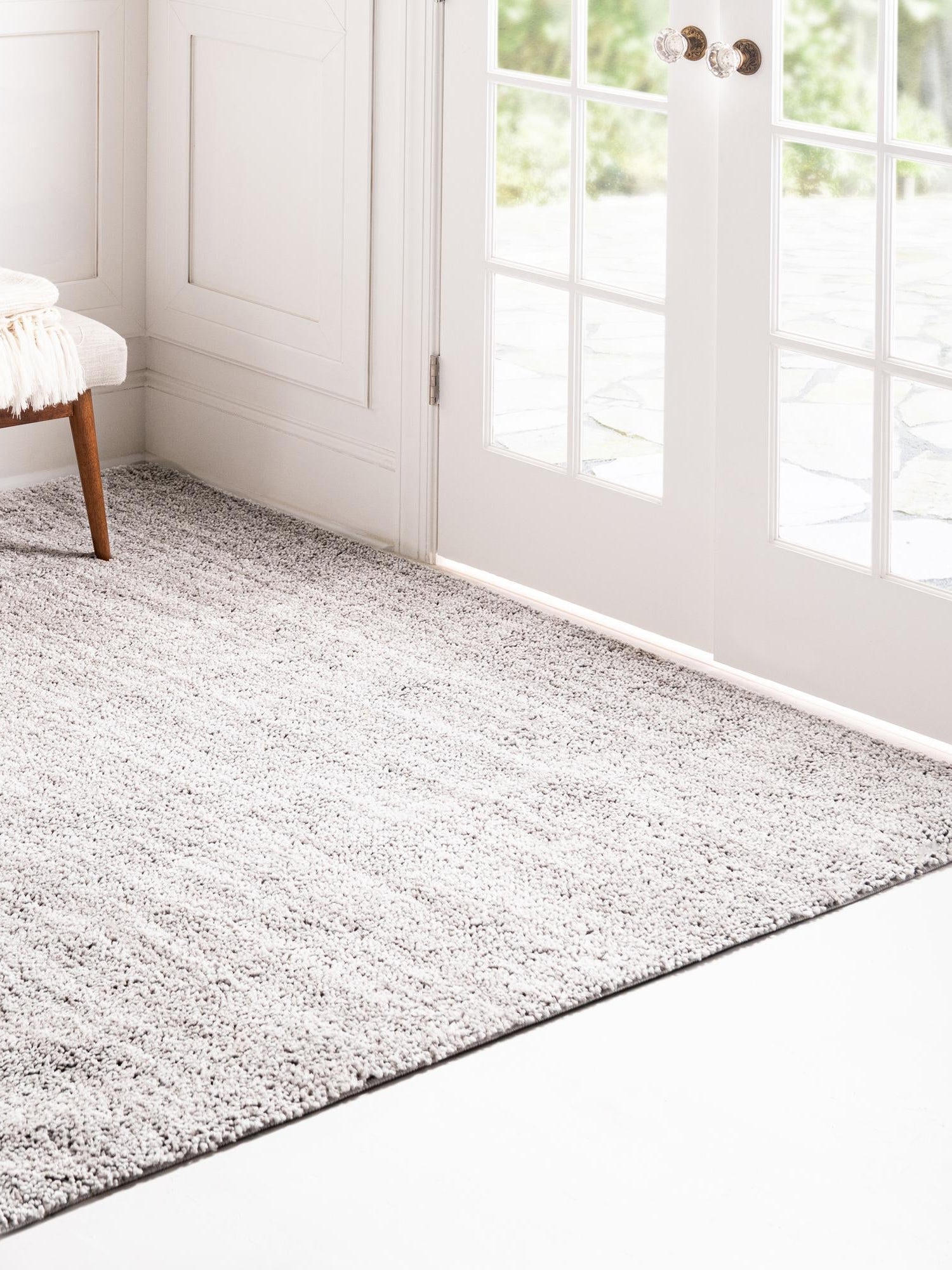 Ash Gray 7' 10 x 7' 10 Jill Zarin Shaggy Chic Square Area Rug Thick Soft Touch Fluffy & Plush Shaggy Pile 100% Polyester (Space-Dyed Yarn) With Jute Backing  Carpet for Sale at Rug Engine