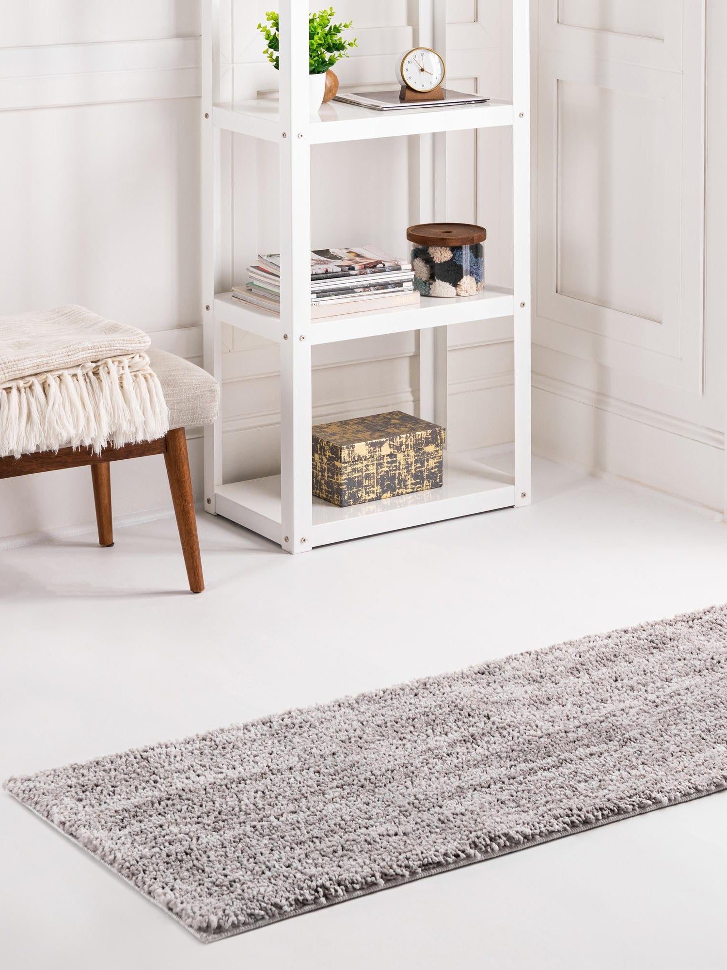 Ash Gray 2' 7 x 10' Jill Zarin Shaggy Chic Runner Area Rug Thick Soft Touch Fluffy & Plush Shaggy Pile 100% Polyester (Space-Dyed Yarn) With Jute Backing  Carpet for Sale at Rug Engine