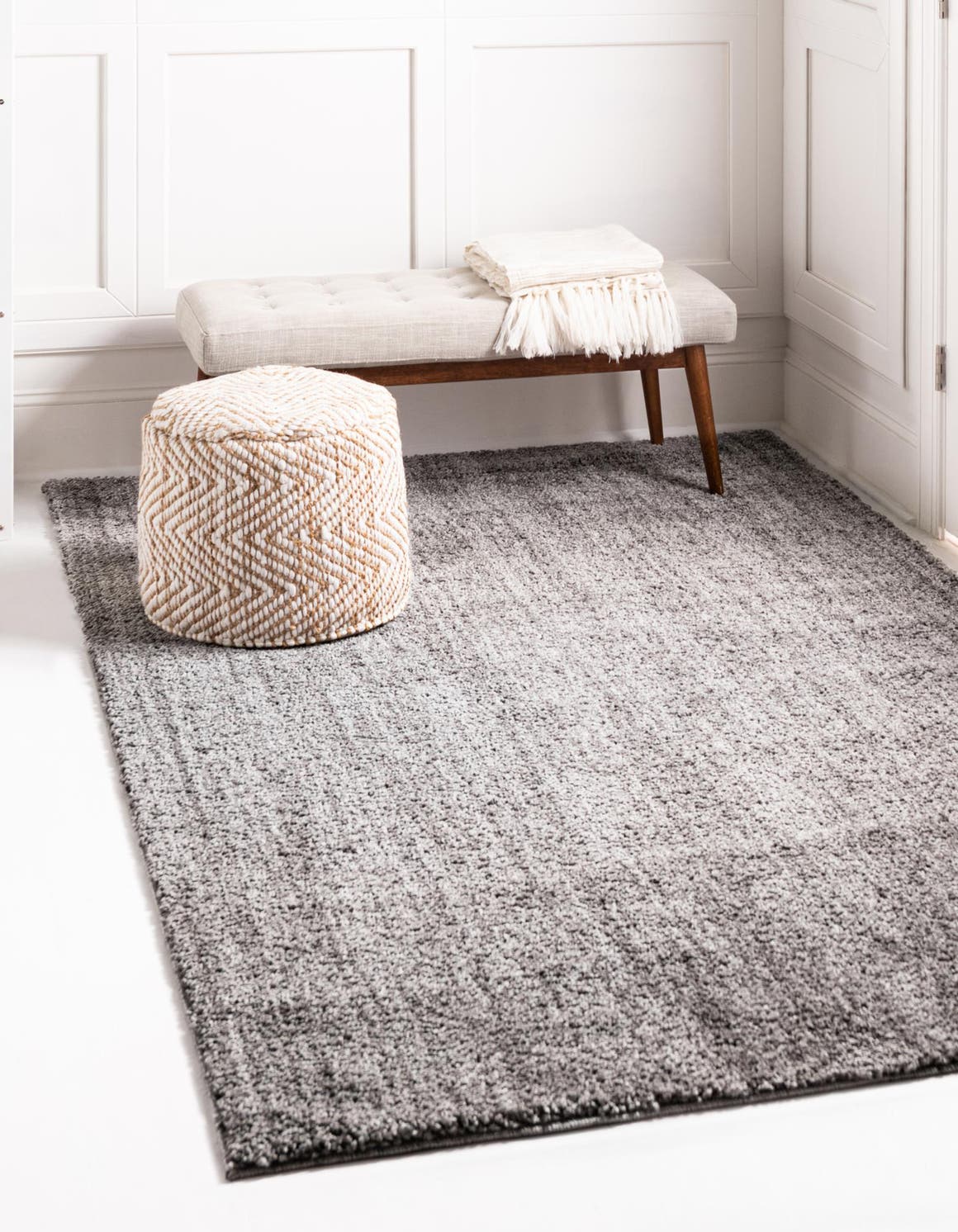 Pepper Gray 9' 10 x 14' Jill Zarin Shaggy Chic Rectangle Area Rug Thick Soft Touch Fluffy & Plush Shaggy Pile 100% Polyester (Space-Dyed Yarn) With Jute Backing  Carpet for Sale at Rug Engine