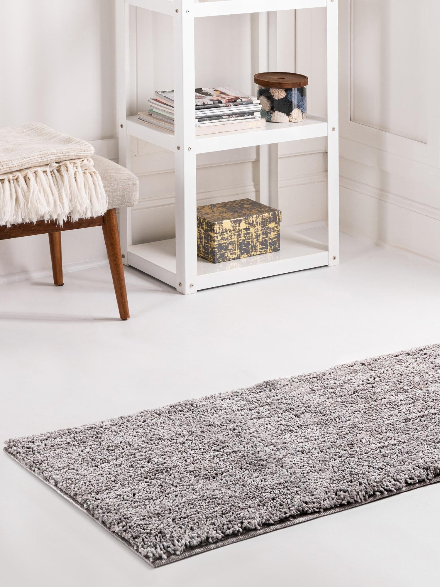 Pepper Gray 2' 7 x 10' Jill Zarin Shaggy Chic Runner Area Rug Thick Soft Touch Fluffy & Plush Shaggy Pile 100% Polyester (Space-Dyed Yarn) With Jute Backing  Carpet for Sale at Rug Engine