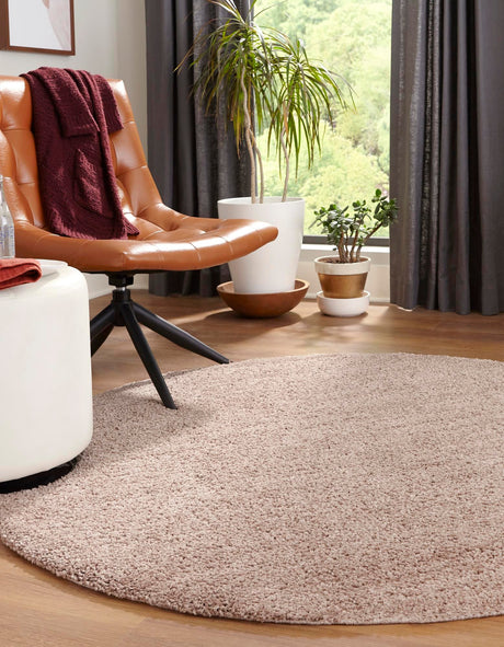 Mushroom 5' 3 x 5' 3 Jill Zarin Shaggy Chic Round Area Rug Thick Soft Touch Fluffy & Plush Shaggy Pile 100% Polyester (Space-Dyed Yarn) With Jute Backing  Carpet for Sale at Rug Engine