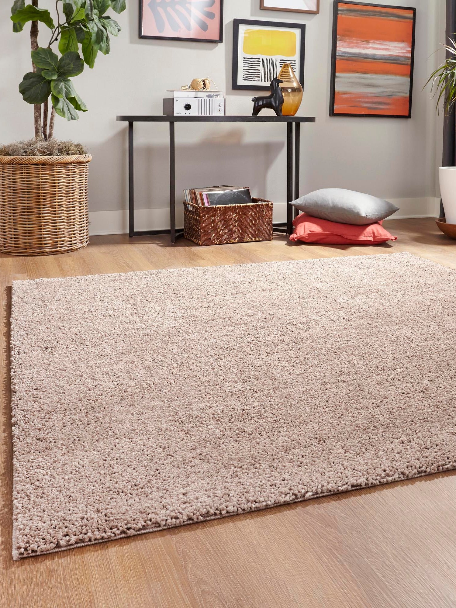 Mushroom 7' 10 x 7' 10 Jill Zarin Shaggy Chic Square Area Rug Thick Soft Touch Fluffy & Plush Shaggy Pile 100% Polyester (Space-Dyed Yarn) With Jute Backing  Carpet for Sale at Rug Engine