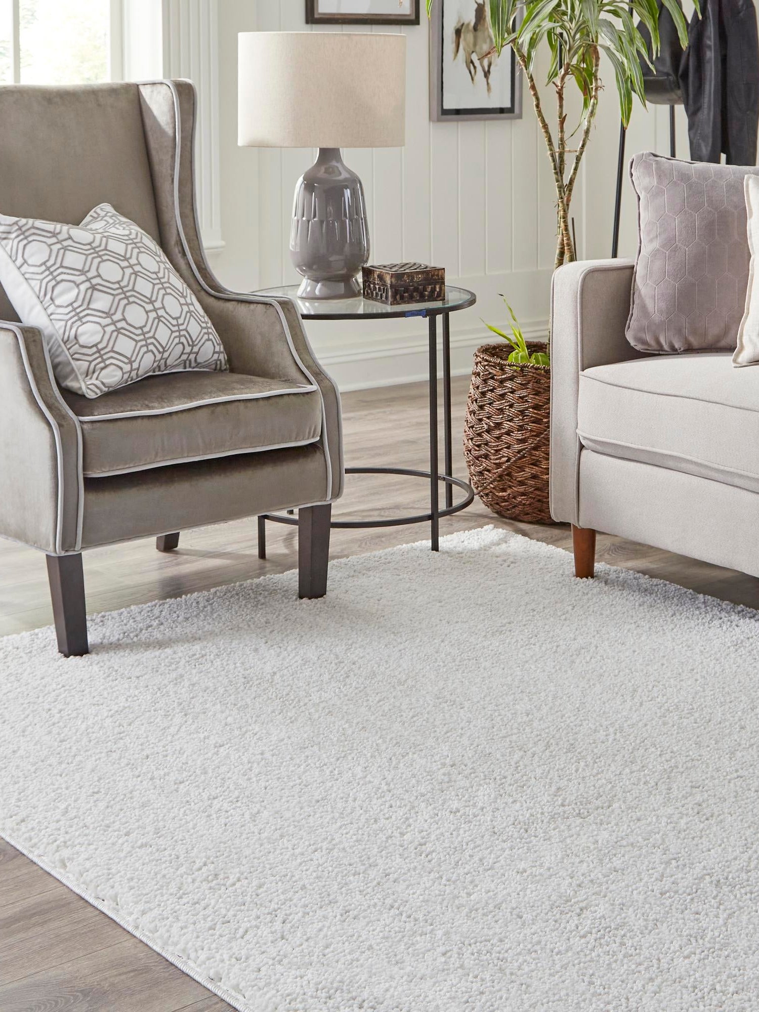 Sea Salt White 9' 10 x 14' 1 Jill Zarin Shaggy Chic Rectangle Area Rug Thick Soft Touch Fluffy & Plush Shaggy Pile 100% Polyester (Space-Dyed Yarn) With Jute Backing  Carpet for Sale at Rug Engine