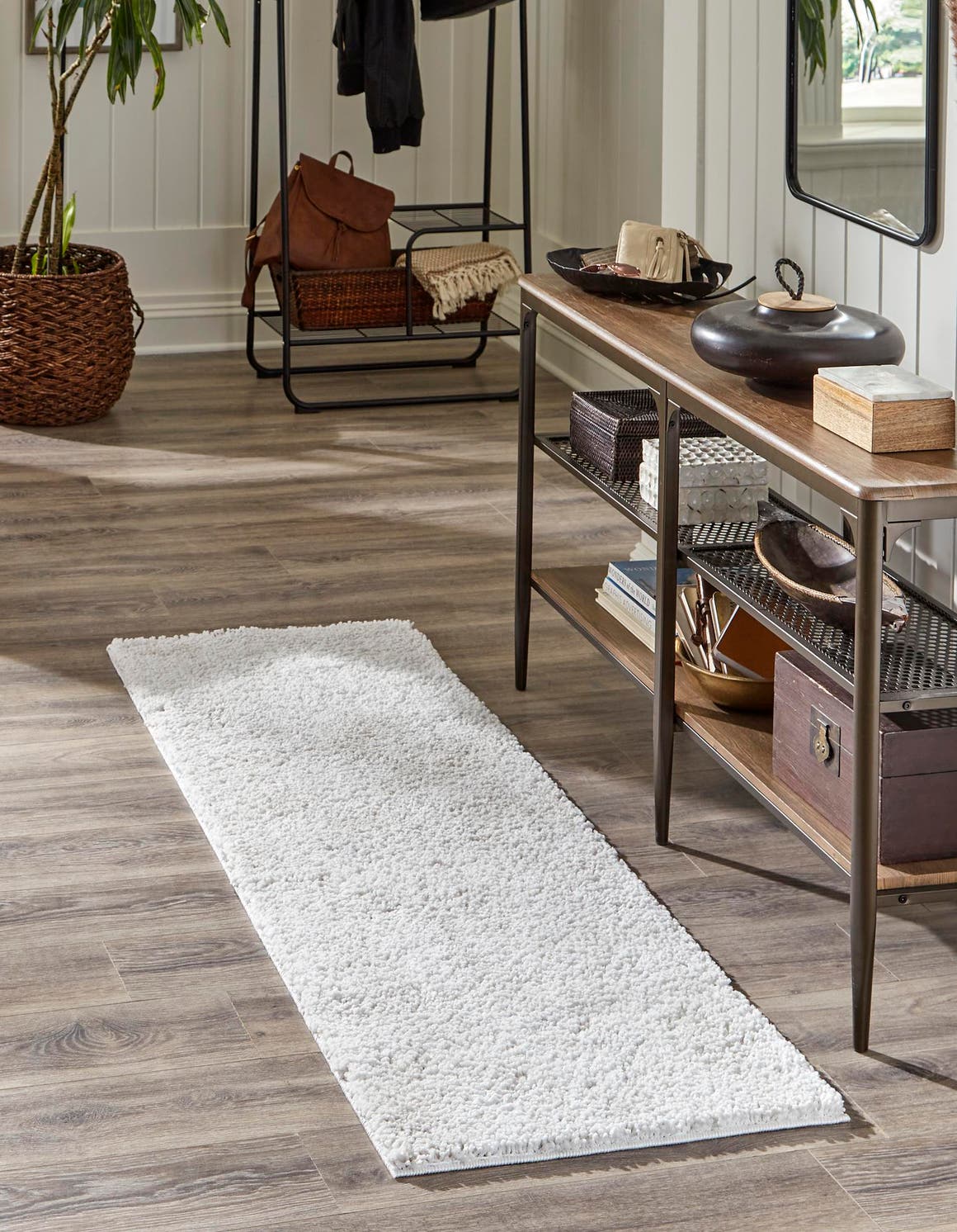 Sea Salt White 2' x 8' Jill Zarin Shaggy Chic Runner Area Rug Thick Soft Touch Fluffy & Plush Shaggy Pile 100% Polyester (Space-Dyed Yarn) With Jute Backing  Carpet for Sale at Rug Engine