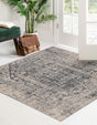 Gray 7' 1 x 7' 1 Chateau Square Area Rug 85% Polypropylene & 15% Chenille With Cotton Backing Traditional Vintage Distressed Carpet for Classical Interior Design Decorating for Sale at Rug Engine
