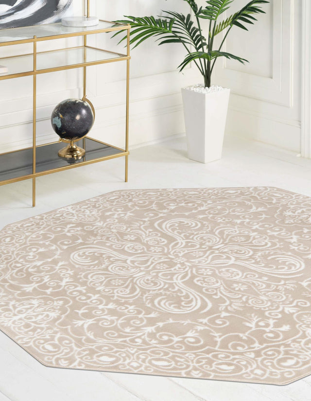 Beige 5' 3 x 5' 3 Rushmore Octagon Area Rug 55% Polypropylene & 45% Polyester Durable Quality Carpet for Indoor Home Decorating for Sale at Rug Engine
