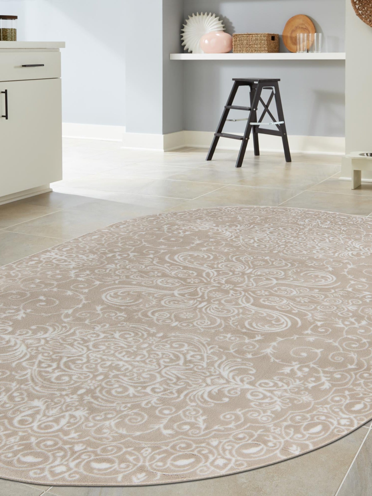 Beige 7' 10 x 10' Rushmore Oval Area Rug 55% Polypropylene & 45% Polyester Durable Quality Carpet for Indoor Home Decorating for Sale at Rug Engine