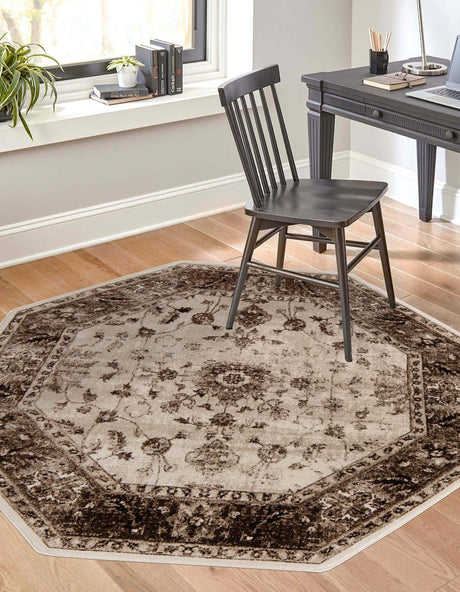 Cream 6' x 6' Rushmore Octagon Area Rug 55% Polypropylene & 45% Polyester Durable Quality Carpet for Indoor Home Decorating for Sale at Rug Engine