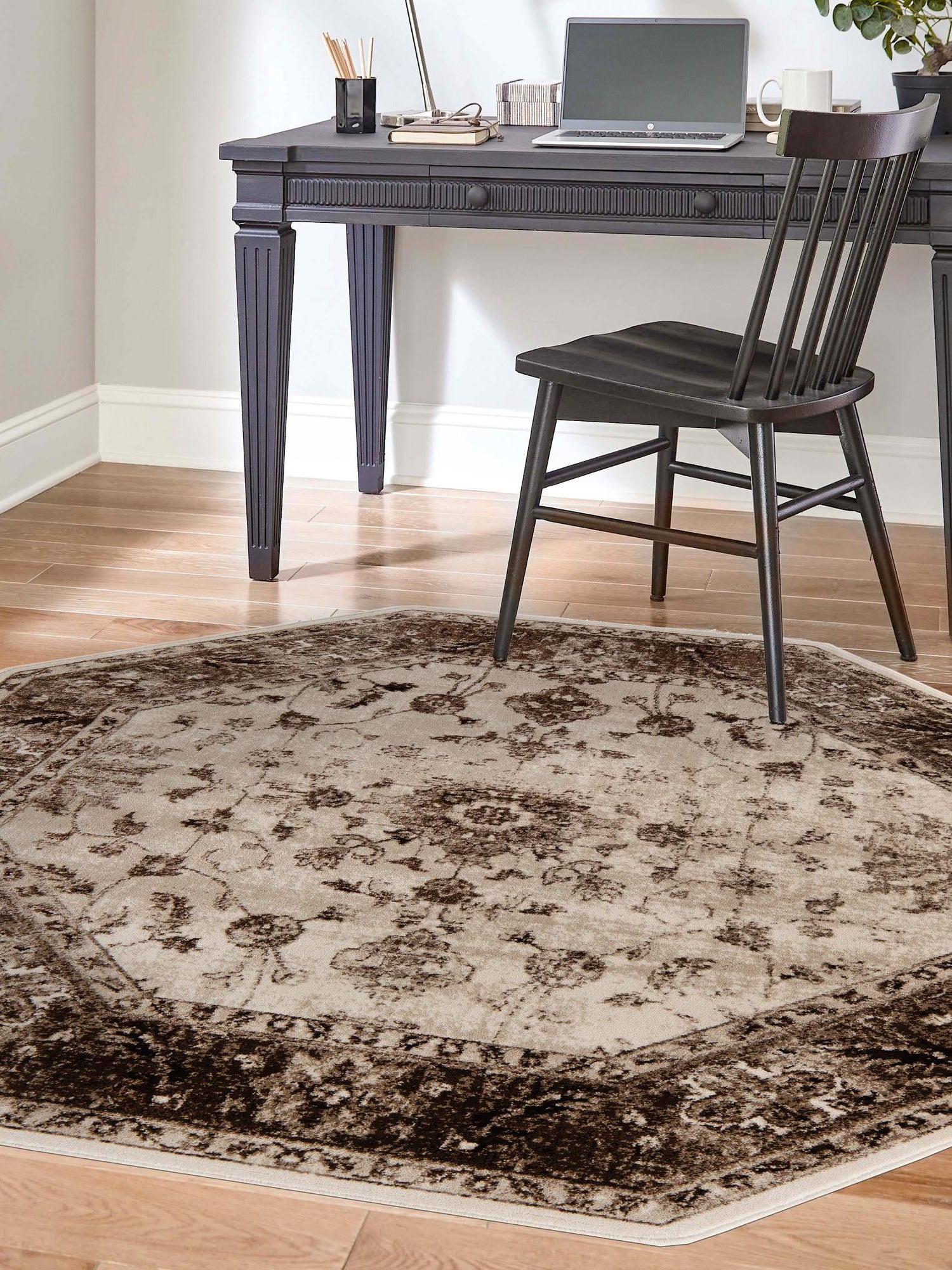 Cream 7' 10 x 7' 10 Rushmore Octagon Area Rug 55% Polypropylene & 45% Polyester Durable Quality Carpet for Indoor Home Decorating for Sale at Rug Engine