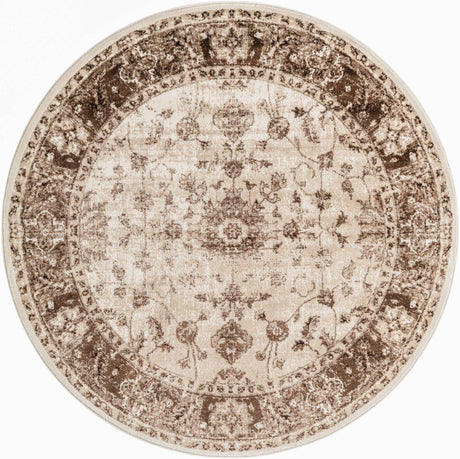 Cream 6' x 6' Rushmore Round Area Rug 55% Polypropylene & 45% Polyester Durable Quality Carpet for Indoor Home Decorating for Sale at Rug Engine