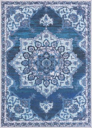 Navy Blue 10' 6 x 14' Renaissance Washable Rectangle Rug