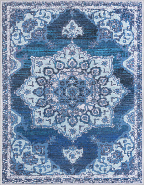 Navy Blue 10' 6 x 13' Renaissance Washable Rectangle Rug