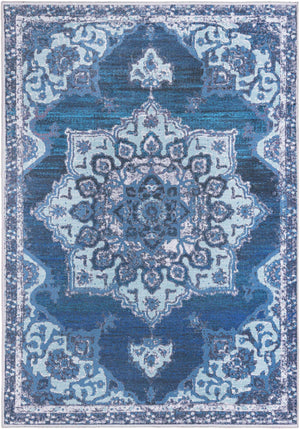 Navy Blue 8' x 11' Renaissance Washable Rectangle Rug