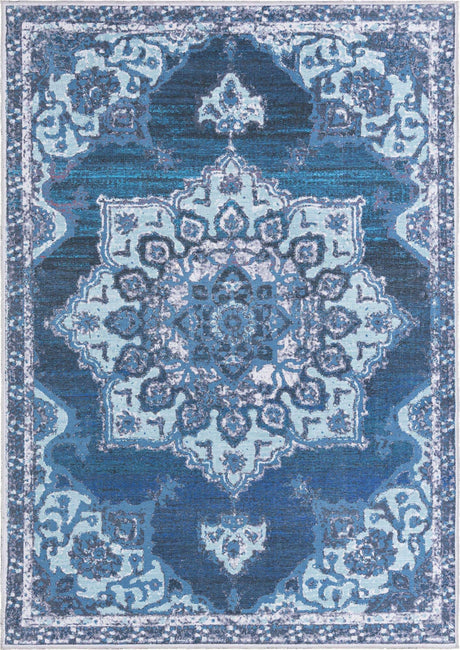 Navy Blue 7' 3 x 10' Renaissance Washable Rectangle Rug