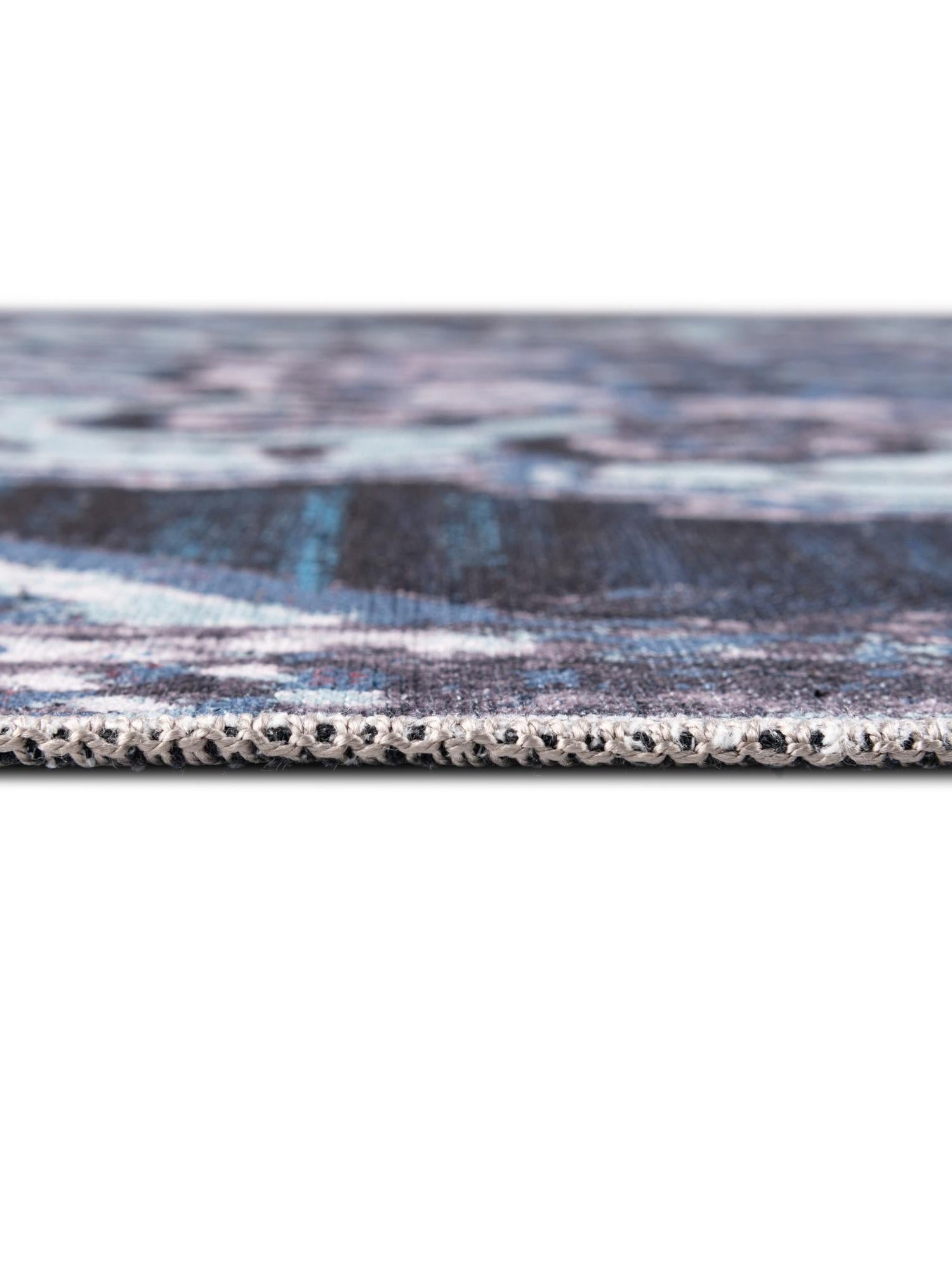 Washable Navy Blue 7' 3 x 10' Renaissance Rectangle Area Rug Easy to Clean Stain Resistant & Durable Colorful Distressed Vintage Carpet for Sale at Rug Engine