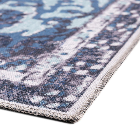 Washable Navy Blue 9' 2 x 12' Renaissance Rectangle Area Rug Easy to Clean Stain Resistant & Durable Colorful Distressed Vintage Carpet for Sale at Rug Engine