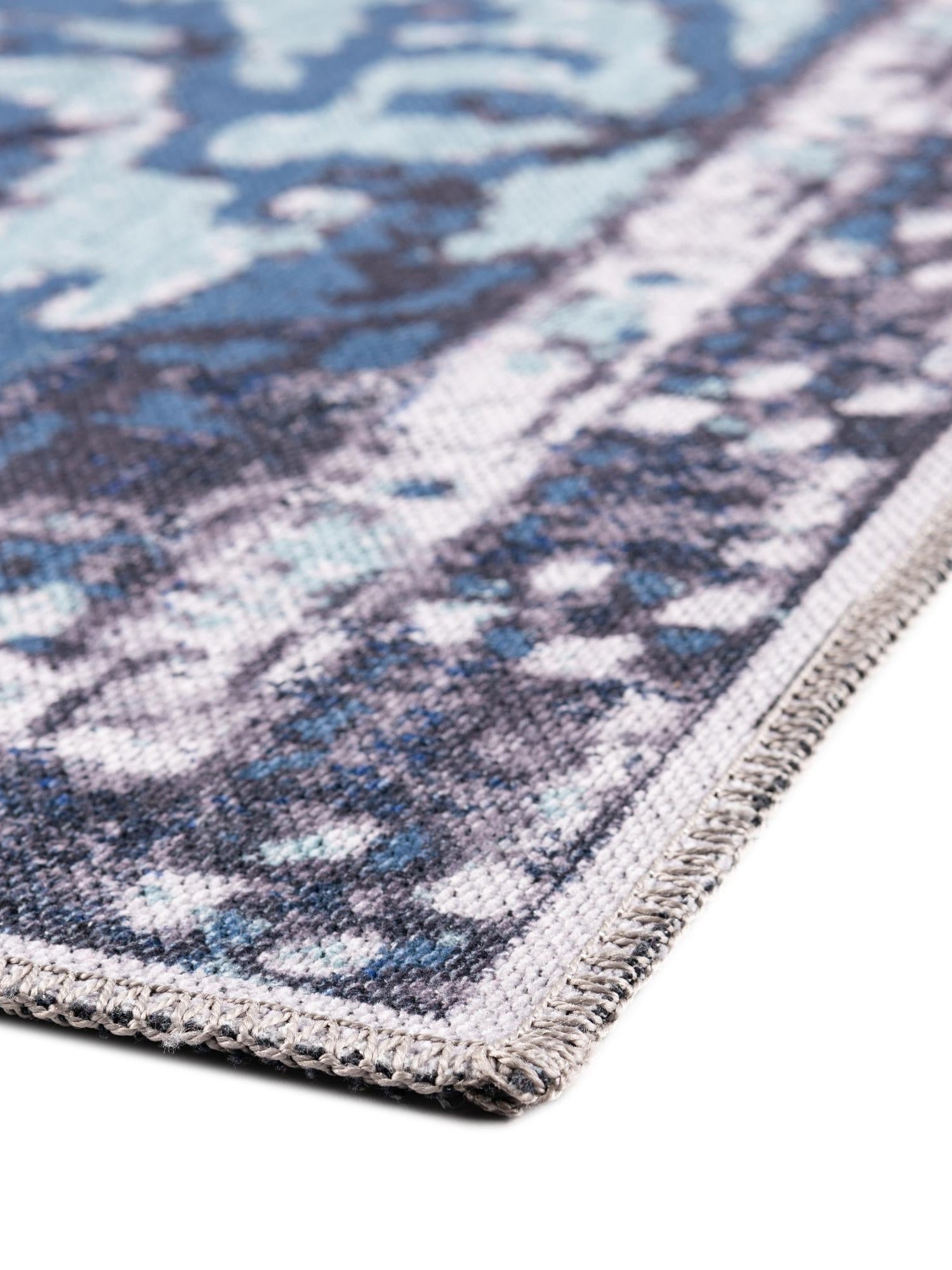 Washable Navy Blue 7' 3 x 10' Renaissance Rectangle Area Rug Easy to Clean Stain Resistant & Durable Colorful Distressed Vintage Carpet for Sale at Rug Engine