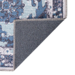 Washable Navy Blue 5' 11 x 9' Renaissance Rectangle Area Rug Easy to Clean Stain Resistant & Durable Colorful Distressed Vintage Carpet for Sale at Rug Engine