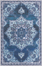 Washable Navy Blue 5' 3 x 8' Renaissance Rectangle Area Rug Easy to Clean Stain Resistant & Durable Colorful Distressed Vintage Carpet for Sale at Rug Engine