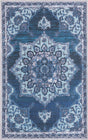 Navy Blue 4' x 6' Renaissance Washable Rectangle Rug