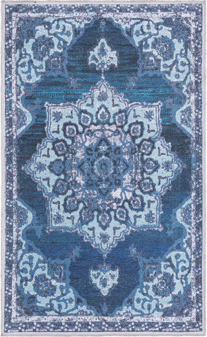 Navy Blue 3' 3 x 5' 3 Renaissance Washable Rectangle Rug