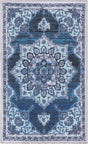 Washable Navy Blue 2' x 3' 1 Renaissance Rectangle Area Rug Easy to Clean Stain Resistant & Durable Colorful Distressed Vintage Carpet for Sale at Rug Engine
