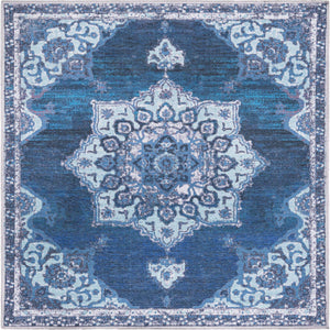 Navy Blue 5' 3 x 5' 3 Renaissance Washable Square Rug